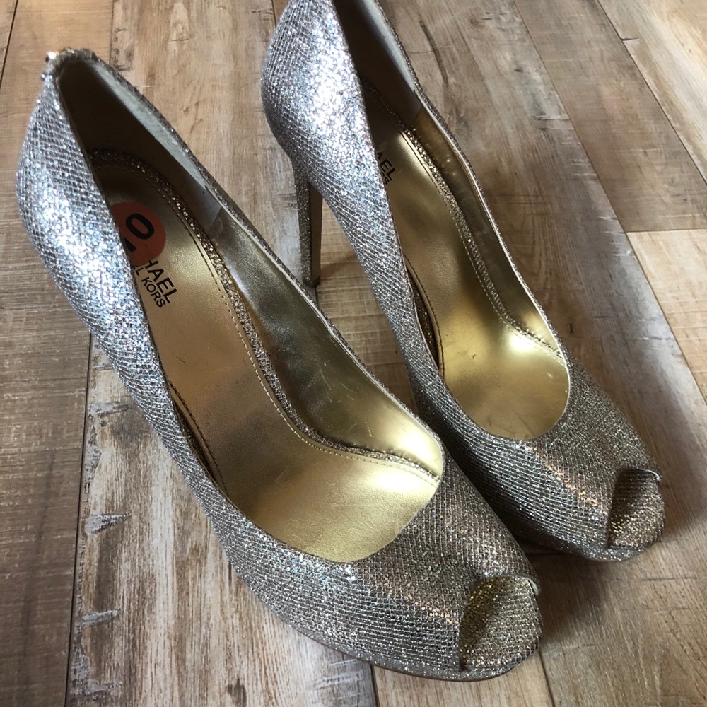 Michael Kors Gold Peep Toe Pumps